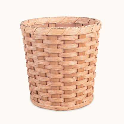 Amish Handmade 13” Round Woven Waste Basket Plain