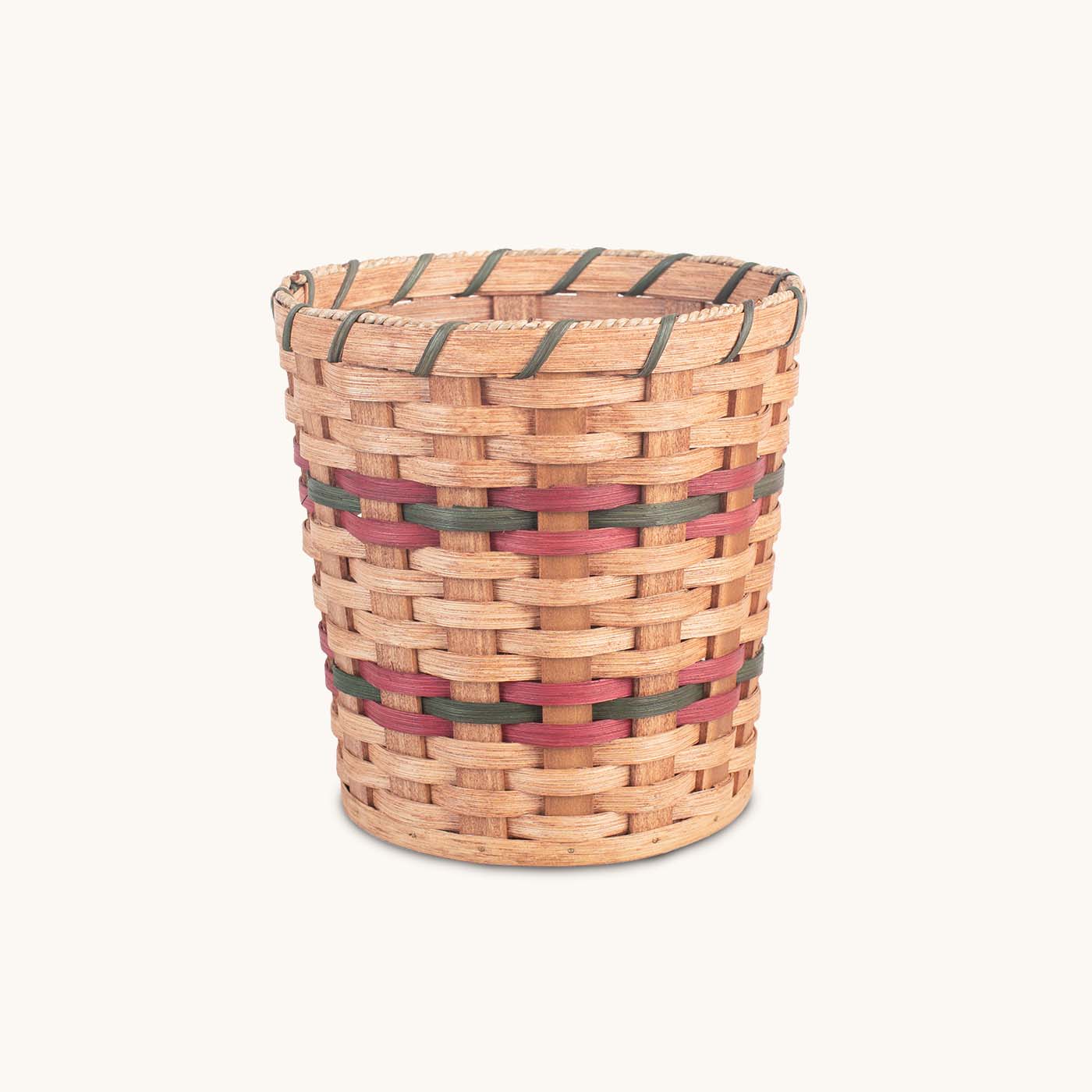 Small Bathroom Trash Can | 9 1/2” Tall Amish Wicker Waste Basket Wine & Green