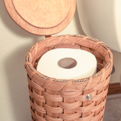 Toilet Paper Storage Basket | Amish Wicker 4-Roll Holder w/Lid