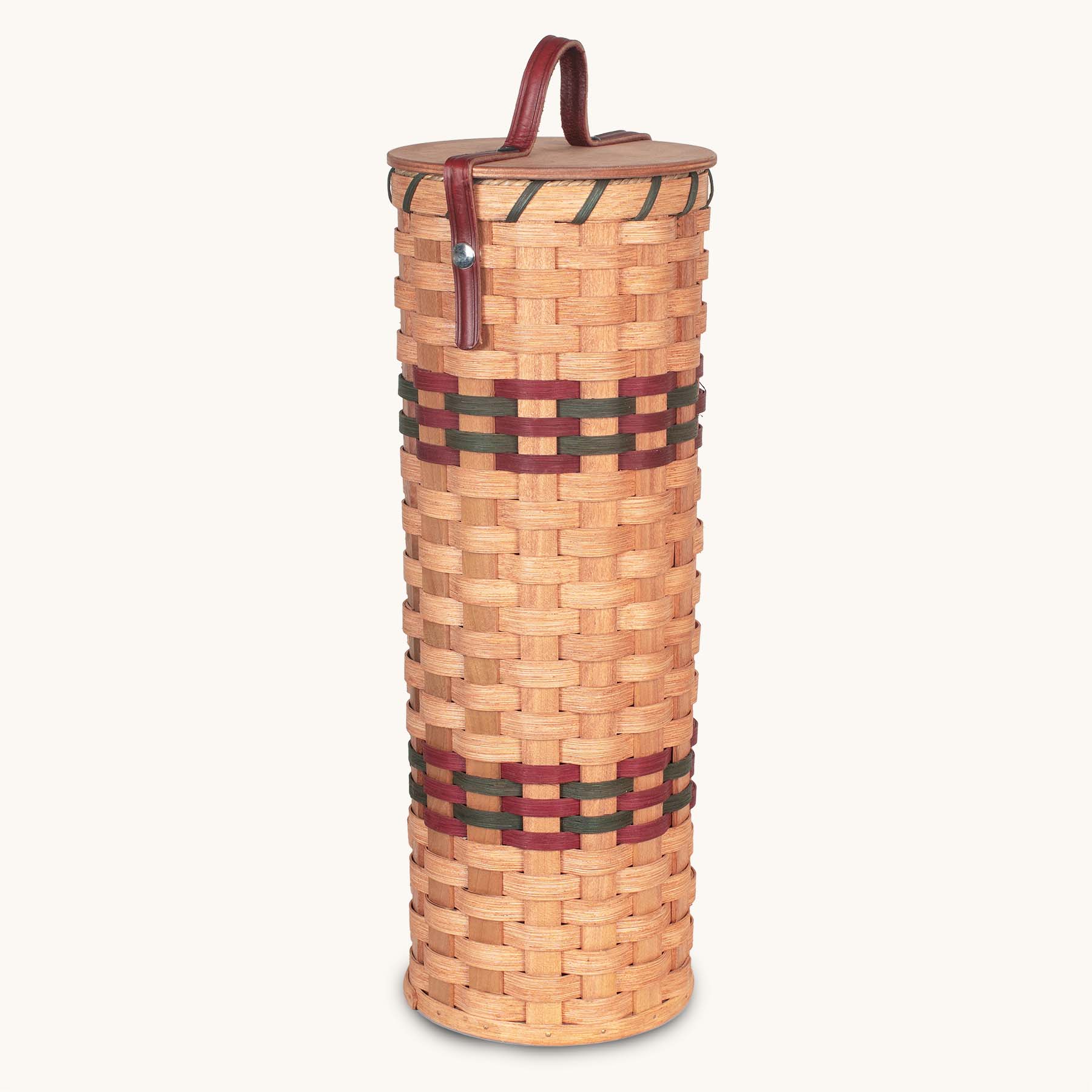 Toilet Paper Storage Basket | Amish Wicker 4-Roll Holder w/Lid Wine & Green