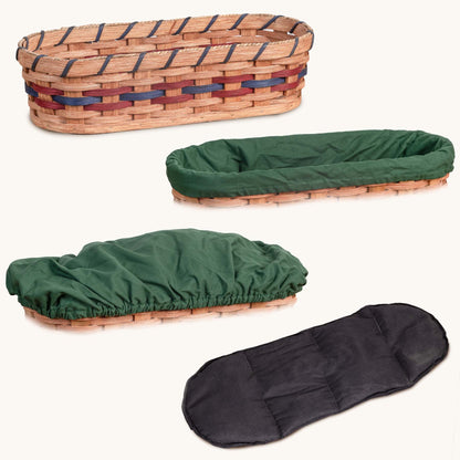 Large Bread Warmer Basket 4-Piece Set | Microwave-Ready Bundle Wine & Blue / Green