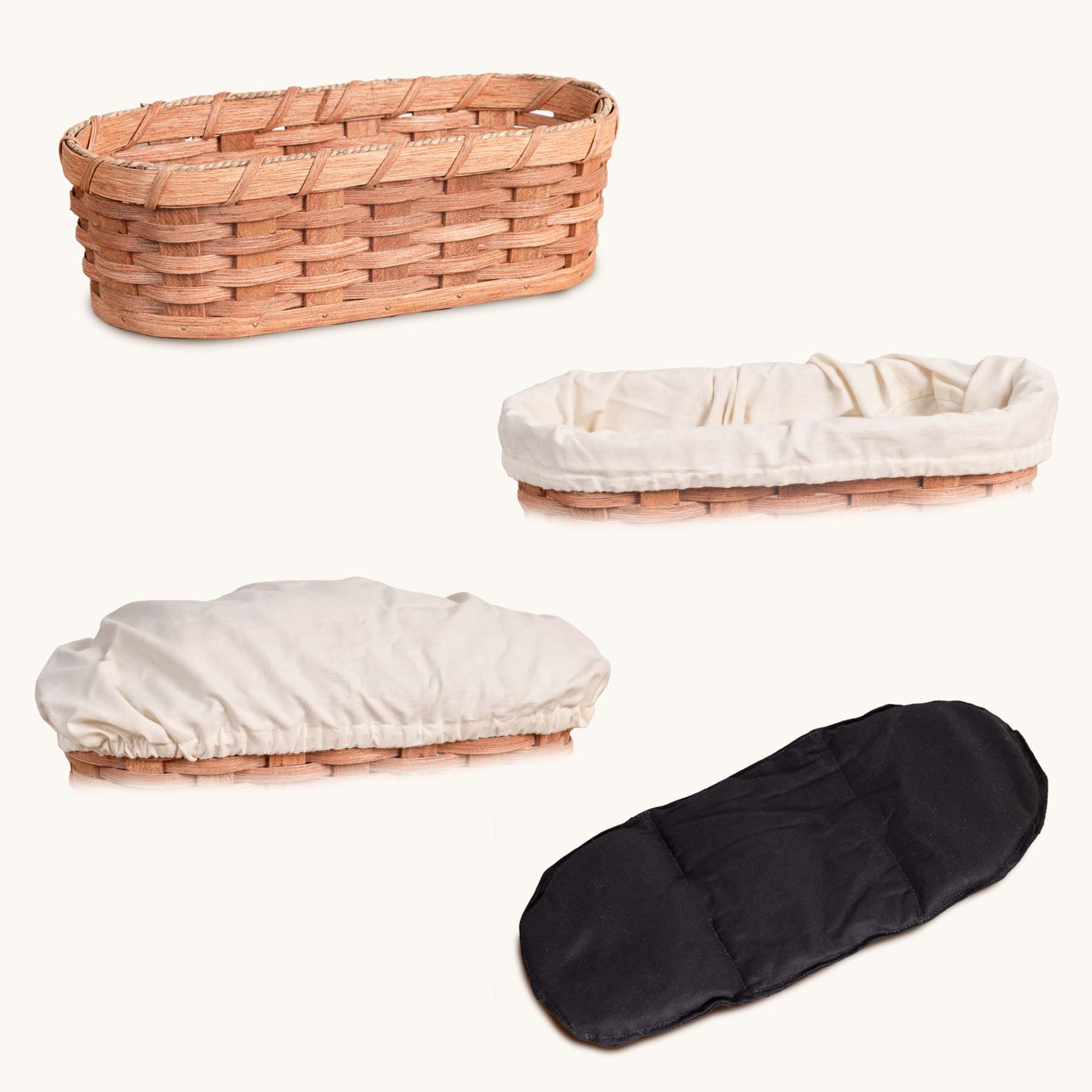 Medium Warmer Basket 4-Piece Set | Microwave-Ready Bundle Plain / Cream