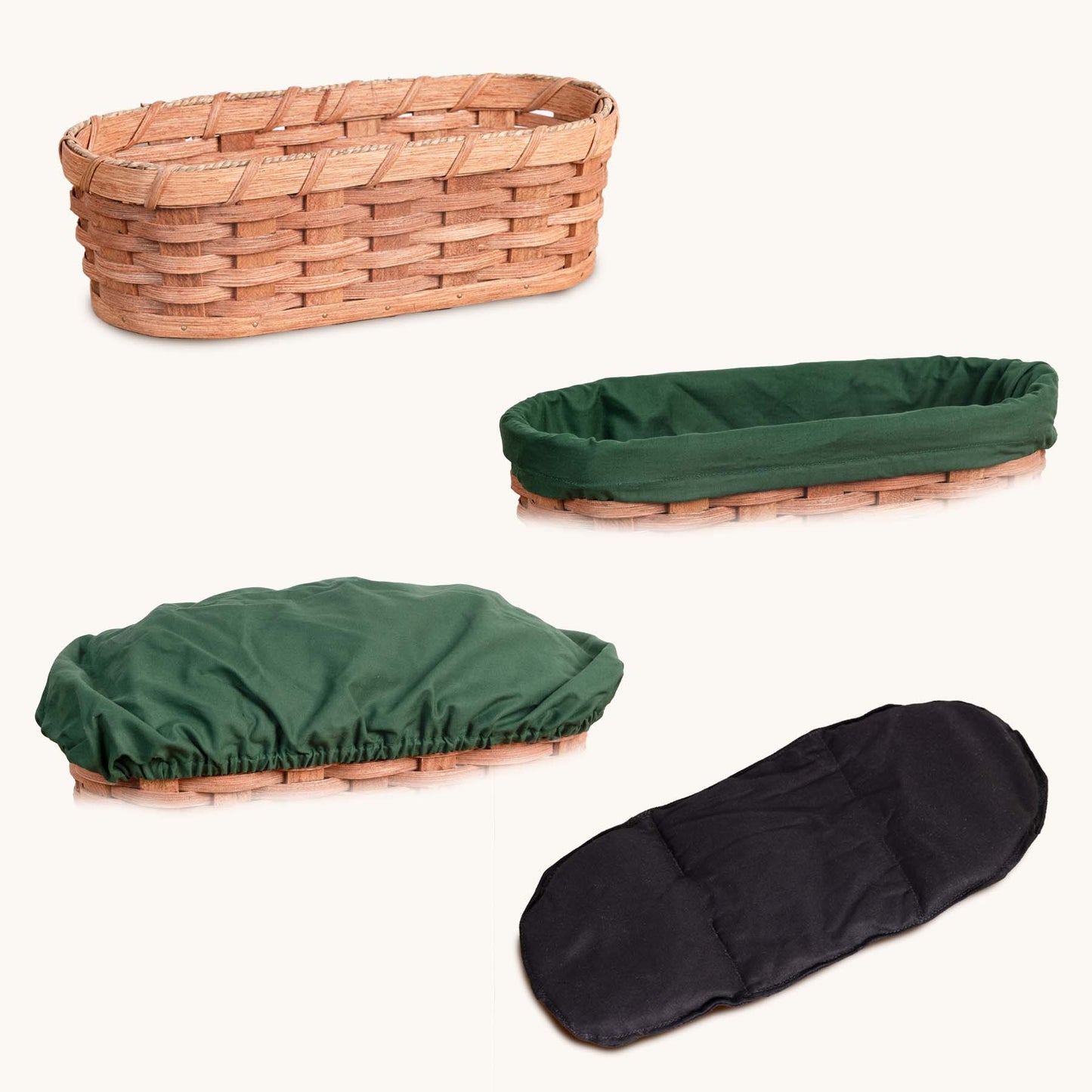 Medium Warmer Basket 4-Piece Set | Microwave-Ready Bundle Plain / Green