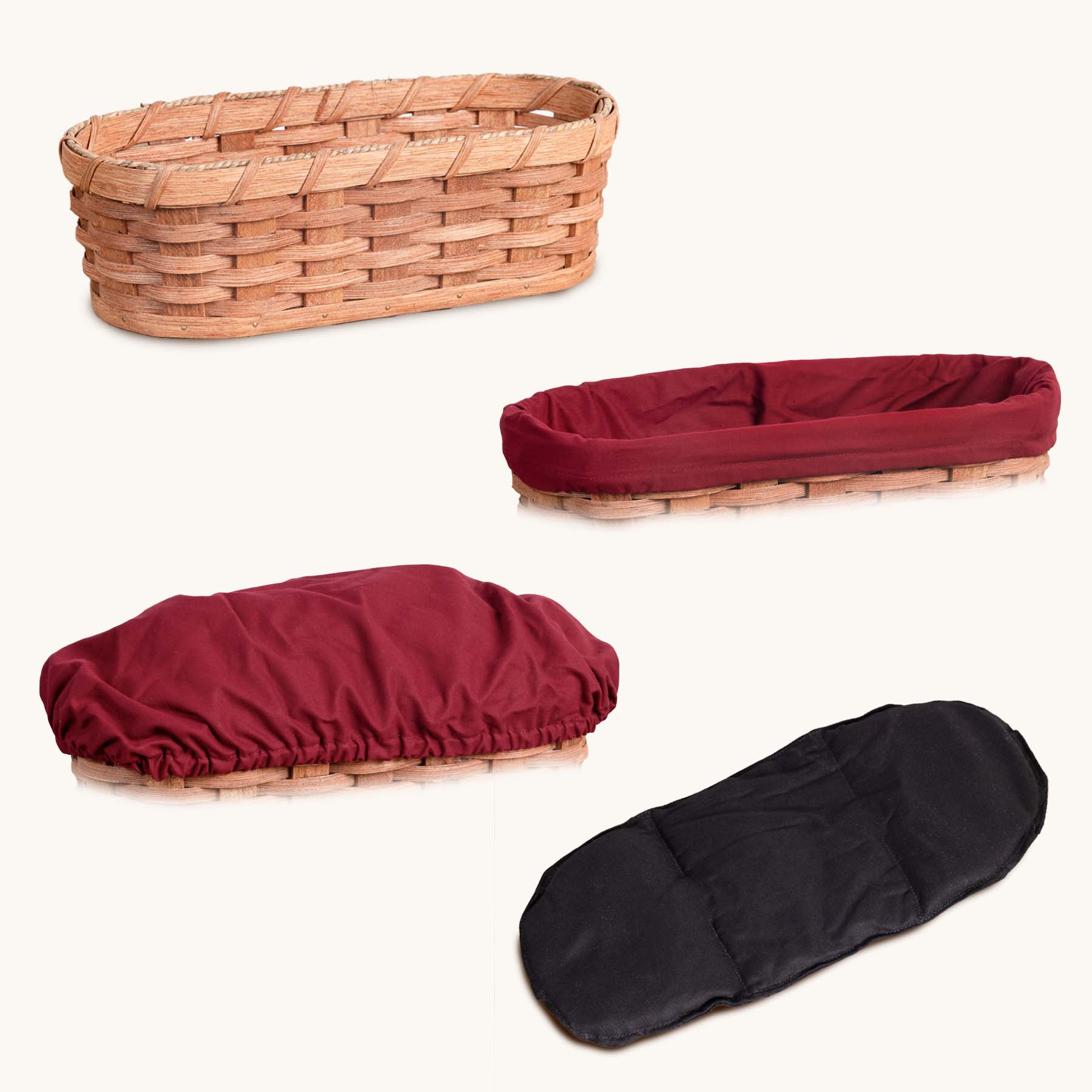 Medium Warmer Basket 4-Piece Set | Microwave-Ready Bundle Plain / Wine
