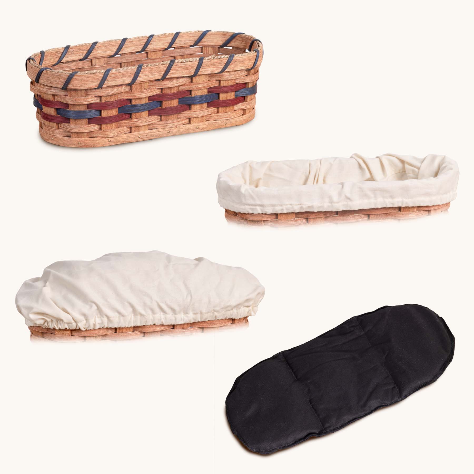 Medium Warmer Basket 4-Piece Set | Microwave-Ready Bundle Wine & Blue / Cream