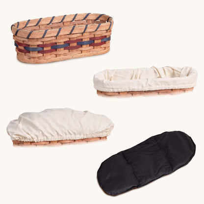 Medium Warmer Basket 4-Piece Set | Microwave-Ready Bundle Wine & Blue / Cream