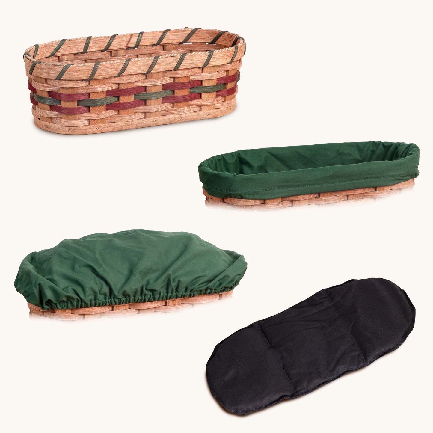 Medium Warmer Basket 4-Piece Set | Microwave-Ready Bundle Wine & Green / Green