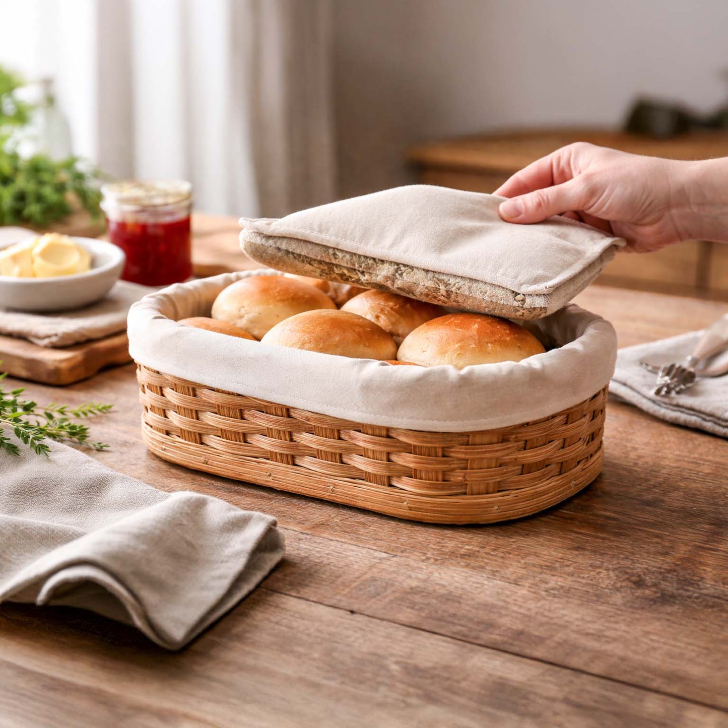 SALE! Small Bread Warming Basket | Amish Wicker Bun & Biscuit Basket Plain