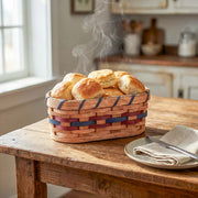 SALE! Small Bread Warming Basket | Amish Wicker Bun & Biscuit Basket Wine & Blue