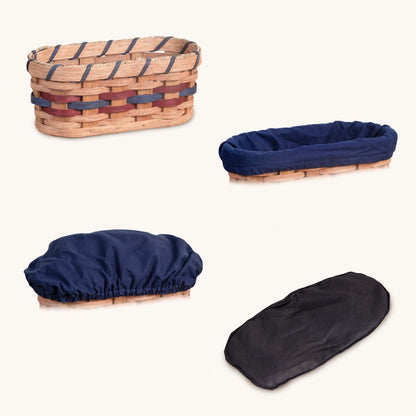 Small Bread Warmer Basket 4-Piece Set | Microwave-Ready Bundle Wine & Blue / Blue