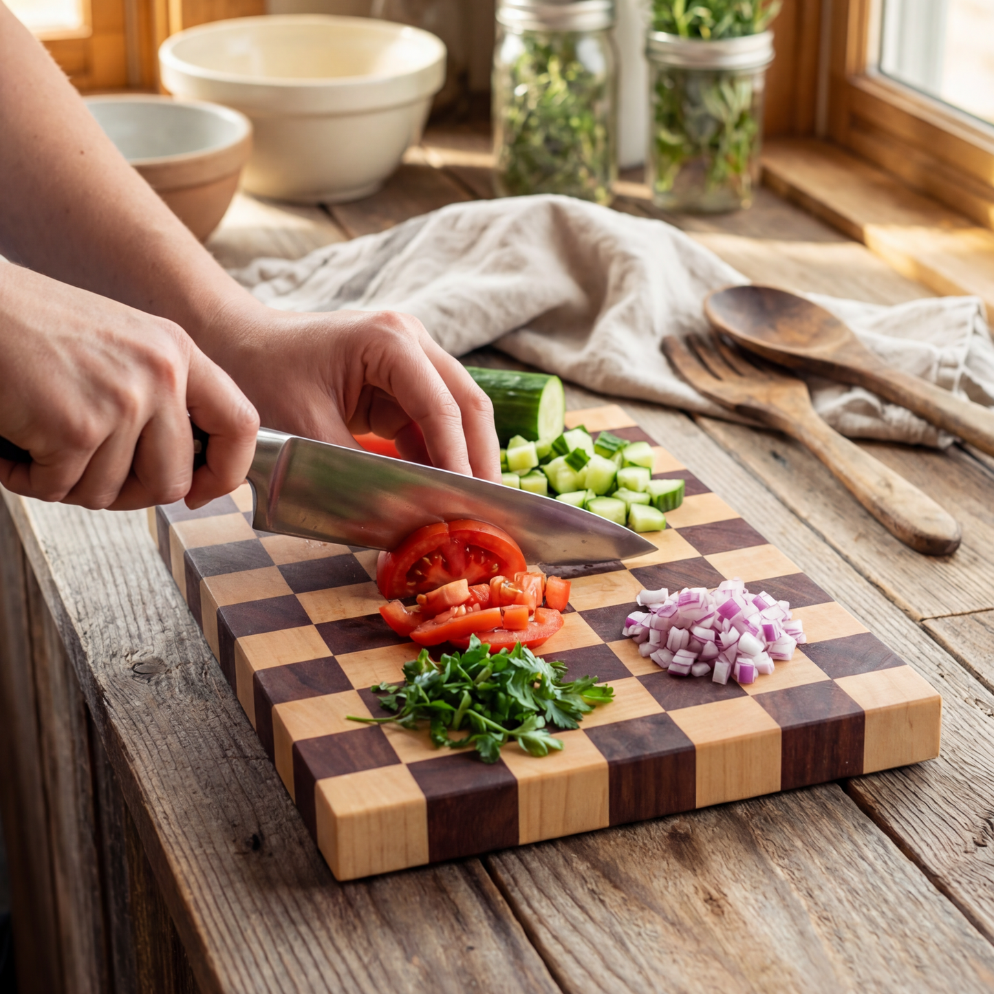 Amish Homestead Check Board | Handmade Butcher’s Cutting Board