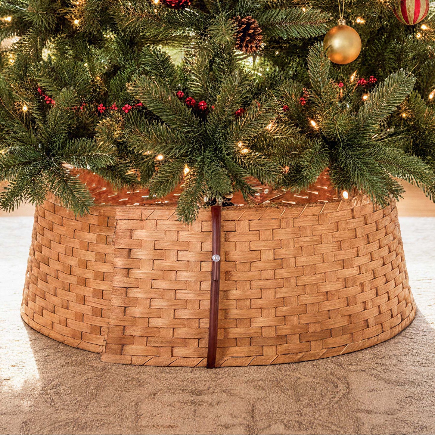 Large Tree Collar | Amish Woven Wicker Basket Christmas Tree Skirt Plain