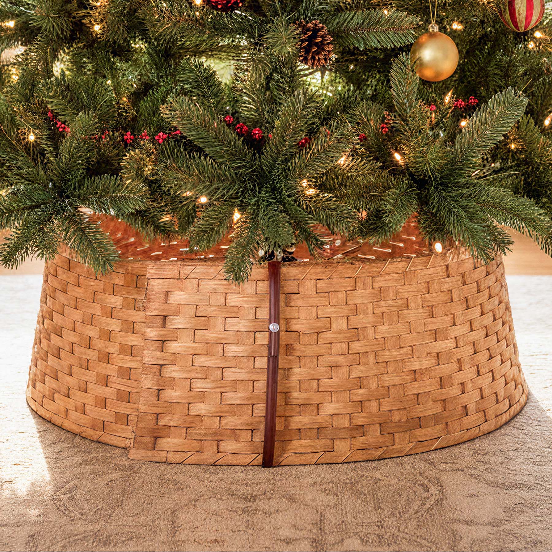 Large Tree Collar | Amish Woven Wicker Basket Christmas Tree Skirt Plain