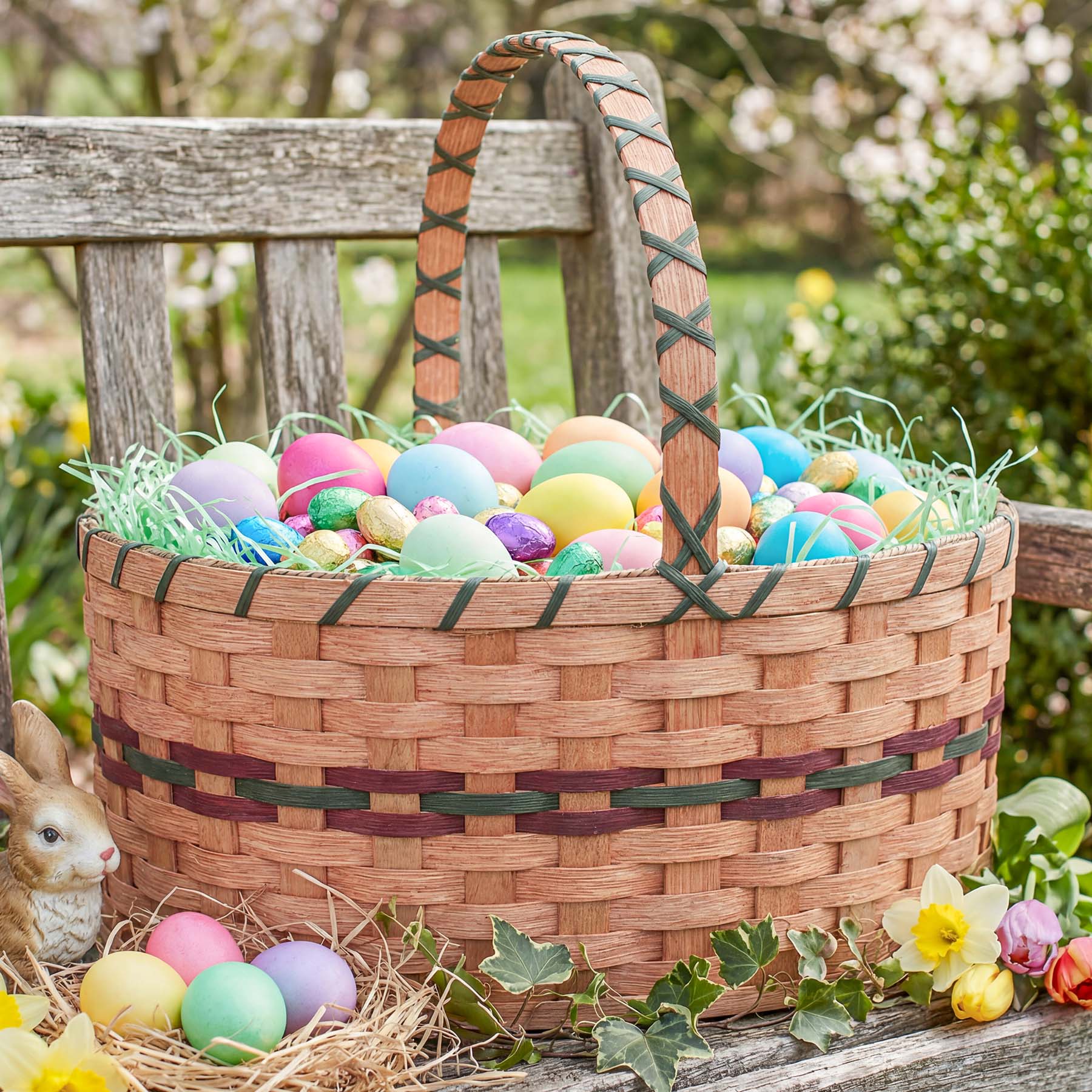 Biggest Easter Basket | Huge Amish Wicker Giant Woven Easter Basket Wine & Green