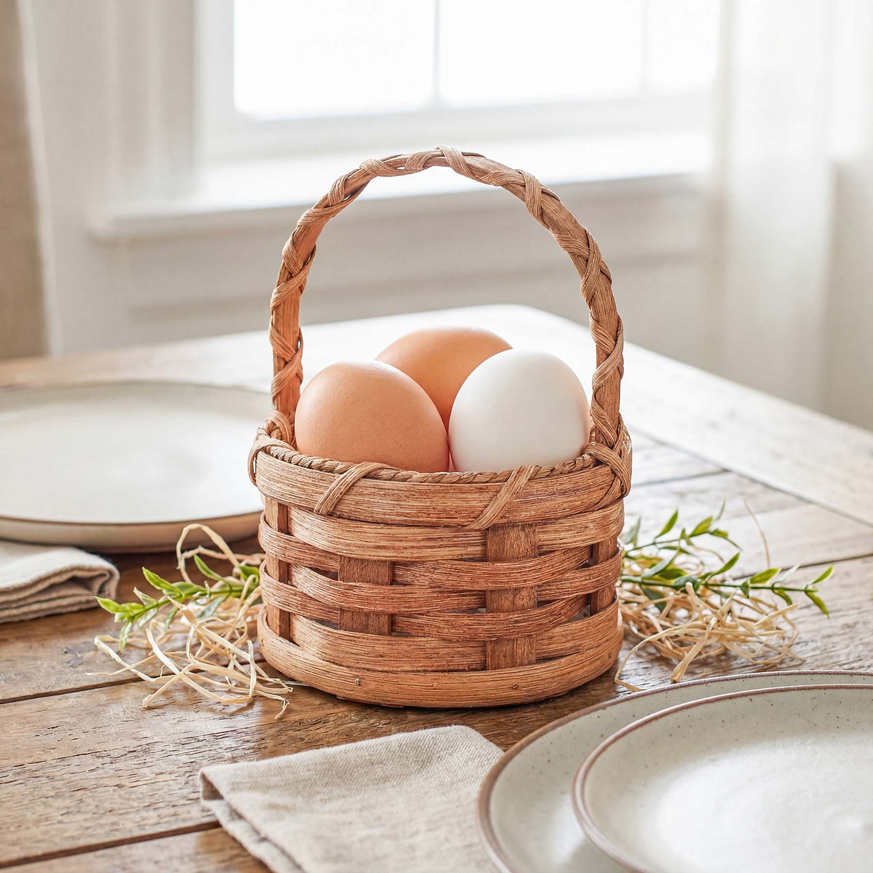 Extra Small Easter Basket | Amish Woven Wicker Basket w/Handle Plain