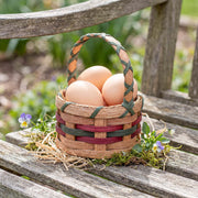 Extra Small Easter Basket | Amish Woven Wicker Basket w/Handle Wine & Green