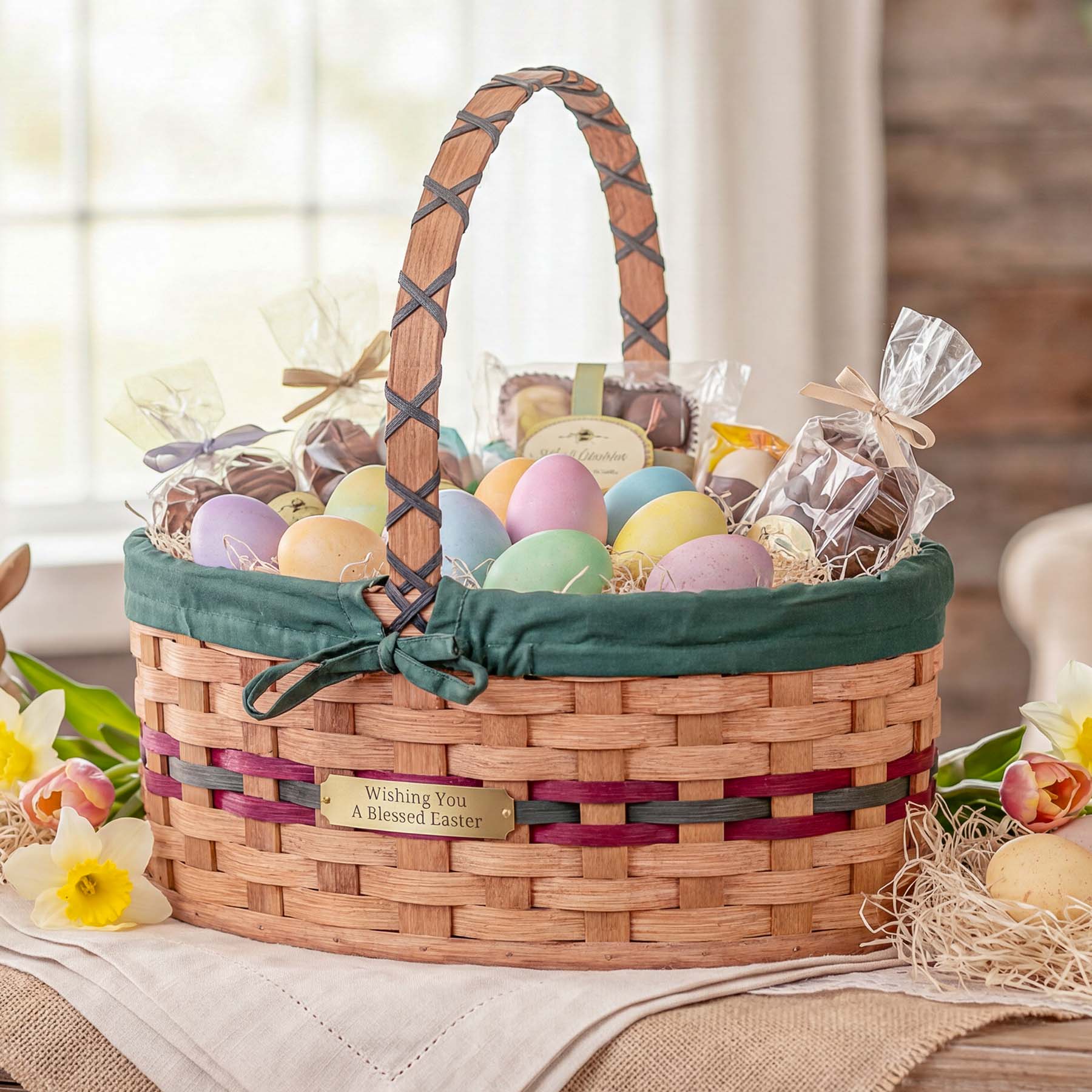 Large Oval Easter Basket | Natural Oversized Amish Woven Wicker