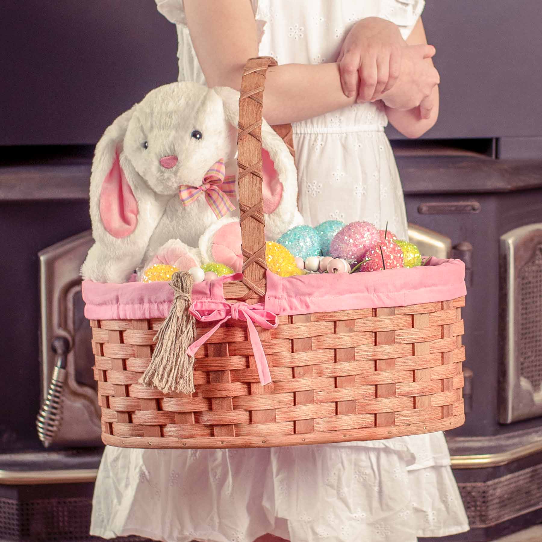Large Oval Easter Basket | Natural Oversized Amish Woven Wicker Plain