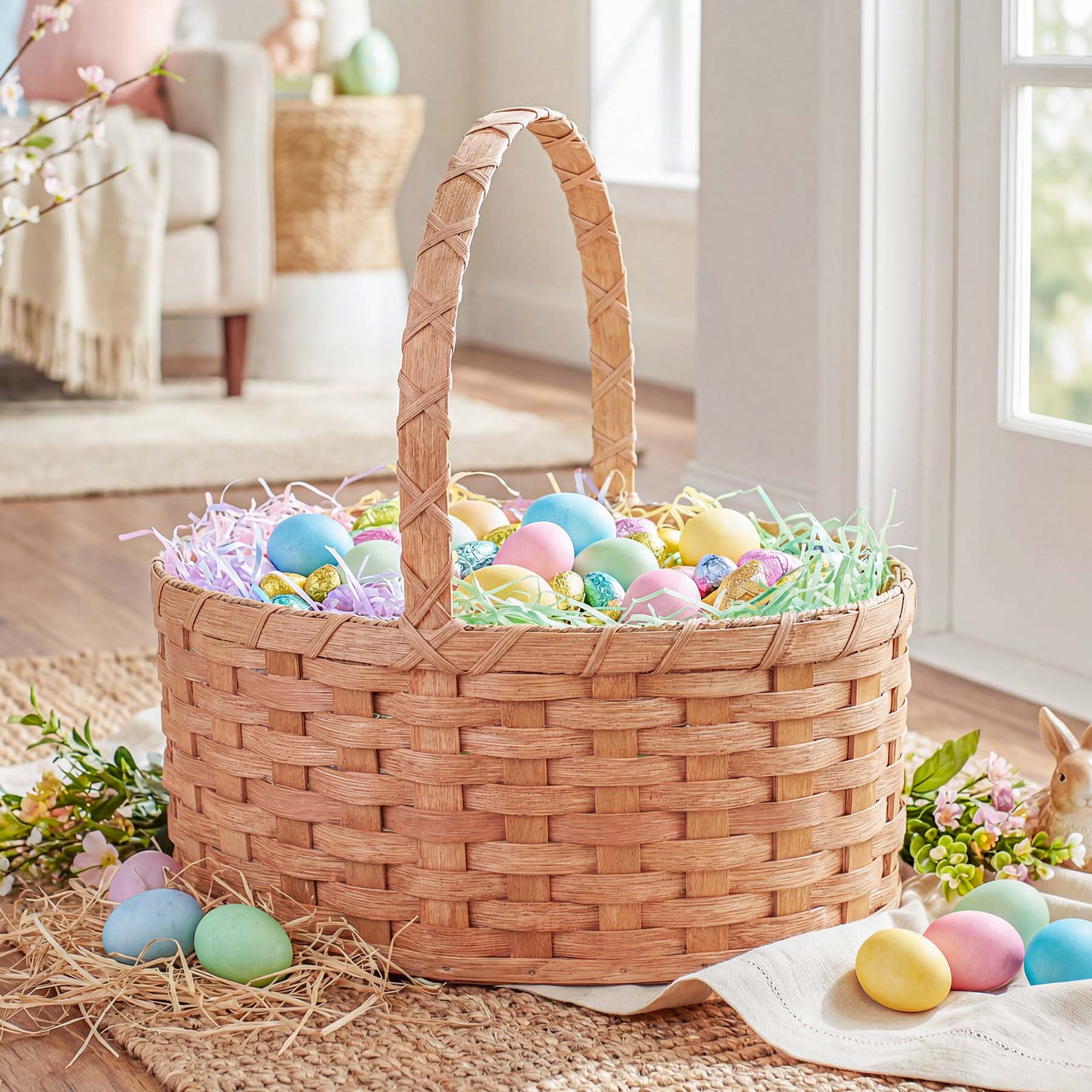 Large Oval Easter Basket | Natural Oversized Amish Woven Wicker Plain
