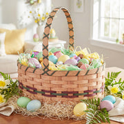 Large Oval Easter Basket | Natural Oversized Amish Woven Wicker Wine & Green