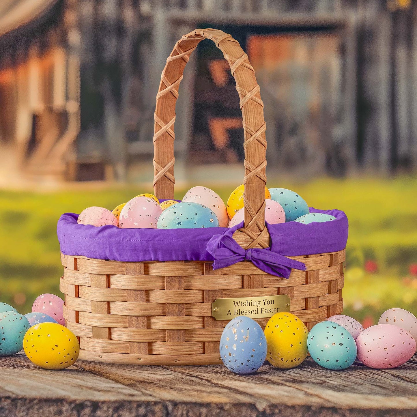 Medium Oval Easter Basket | Natural Decorative Amish Woven Wicker Plain