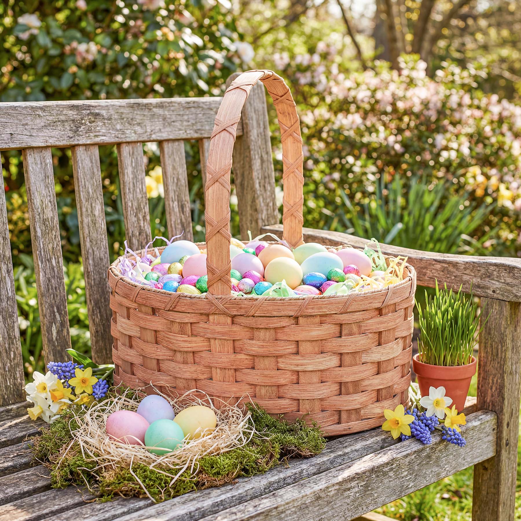 Medium Oval Easter Basket | Natural Decorative Amish Woven Wicker Plain
