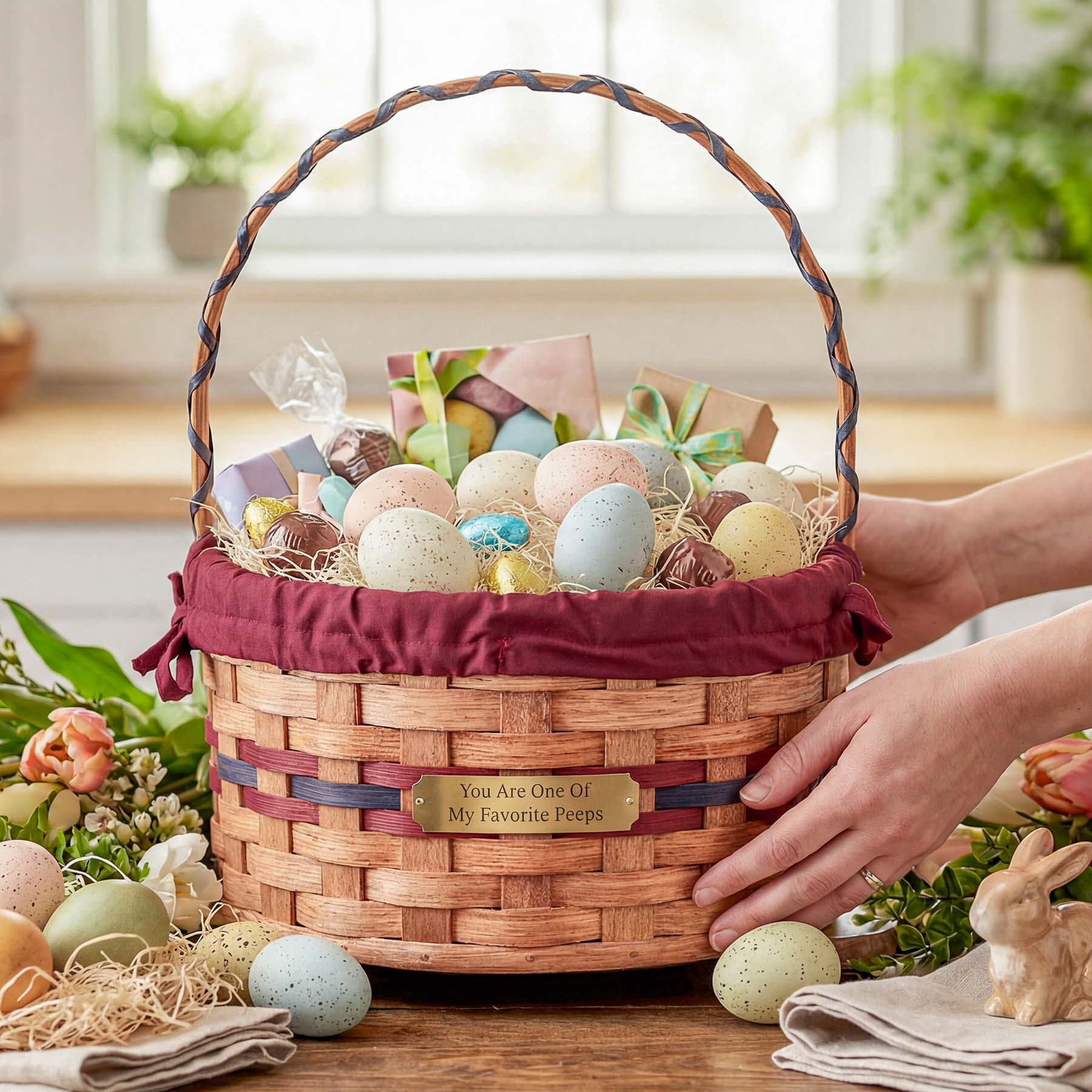 Medium Round Easter Basket | Natural Traditional Amish Woven Wicker