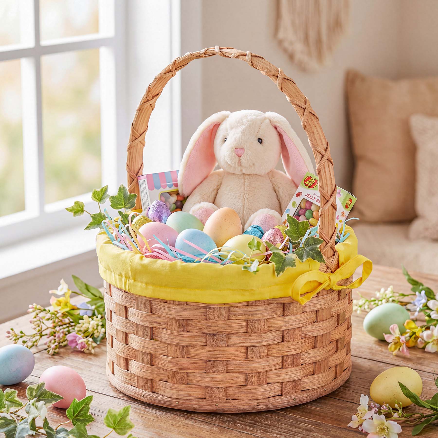 Medium Round Easter Basket | Natural Traditional Amish Woven Wicker