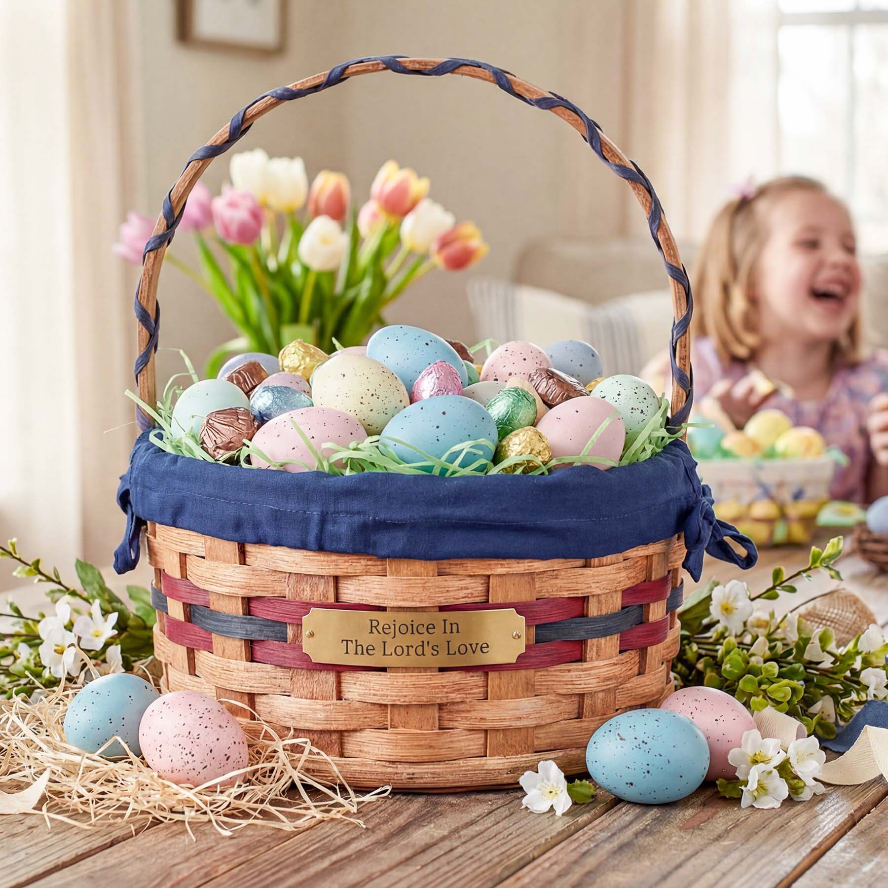 Small Round Easter Basket | Rustic Vintage Amish Woven Wicker