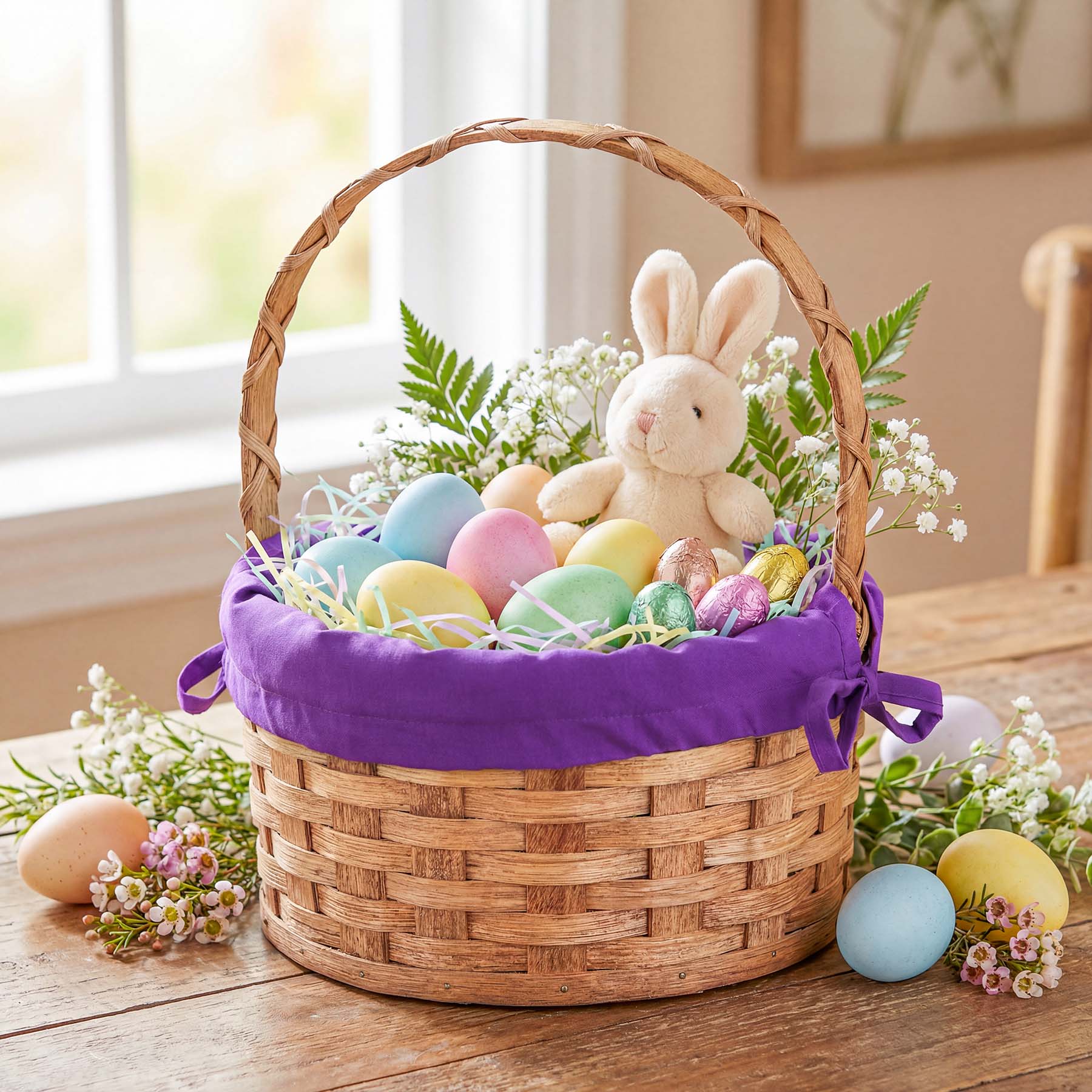 Small Round Easter Basket | Rustic Vintage Amish Woven Wicker