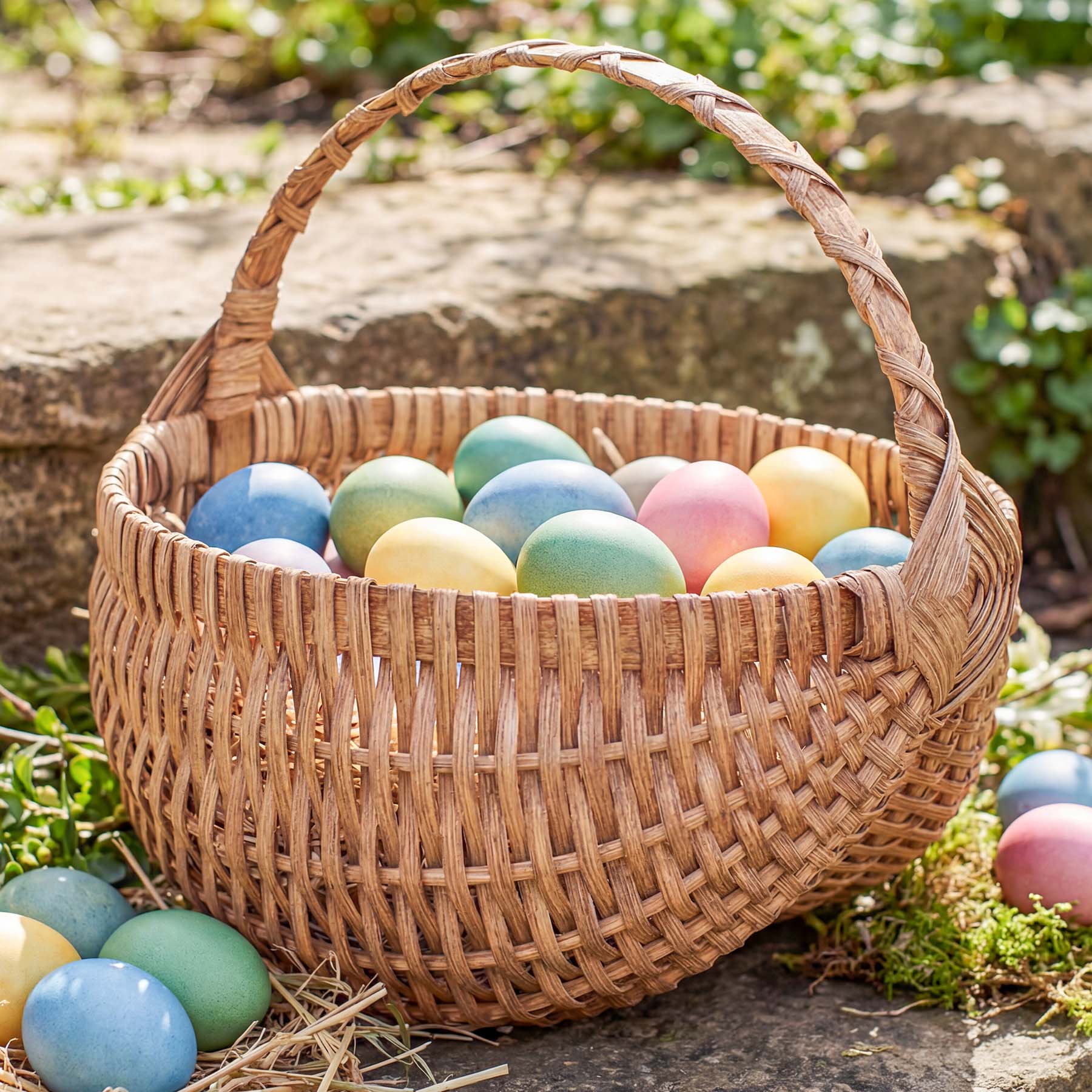 Large Wicker Egg Basket | 12" Amish Egg Gathering Basket Plain