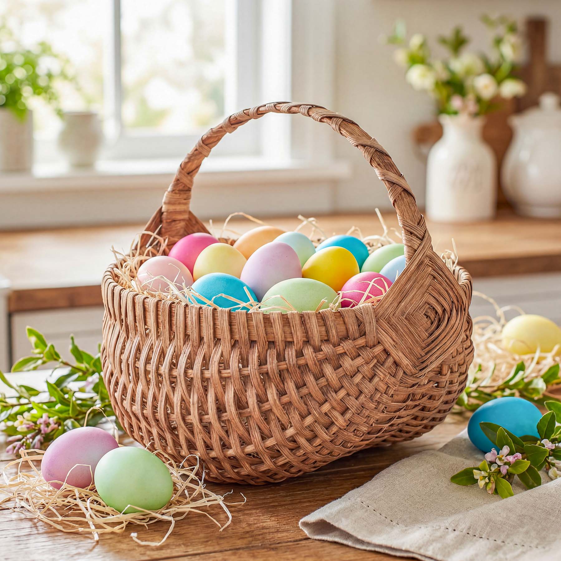 Medium Wicker Egg Basket | 11" Amish Egg Gathering Basket Plain