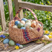 Medium Wicker Egg Basket | 11" Amish Egg Gathering Basket Wine & Blue