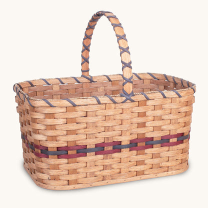 Extra Large Gathering Basket | Amish Woven Wicker Garden Basket Wine & Blue
