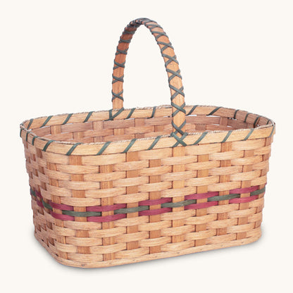 Extra Large Gathering Basket | Amish Woven Wicker Garden Basket Wine & Green
