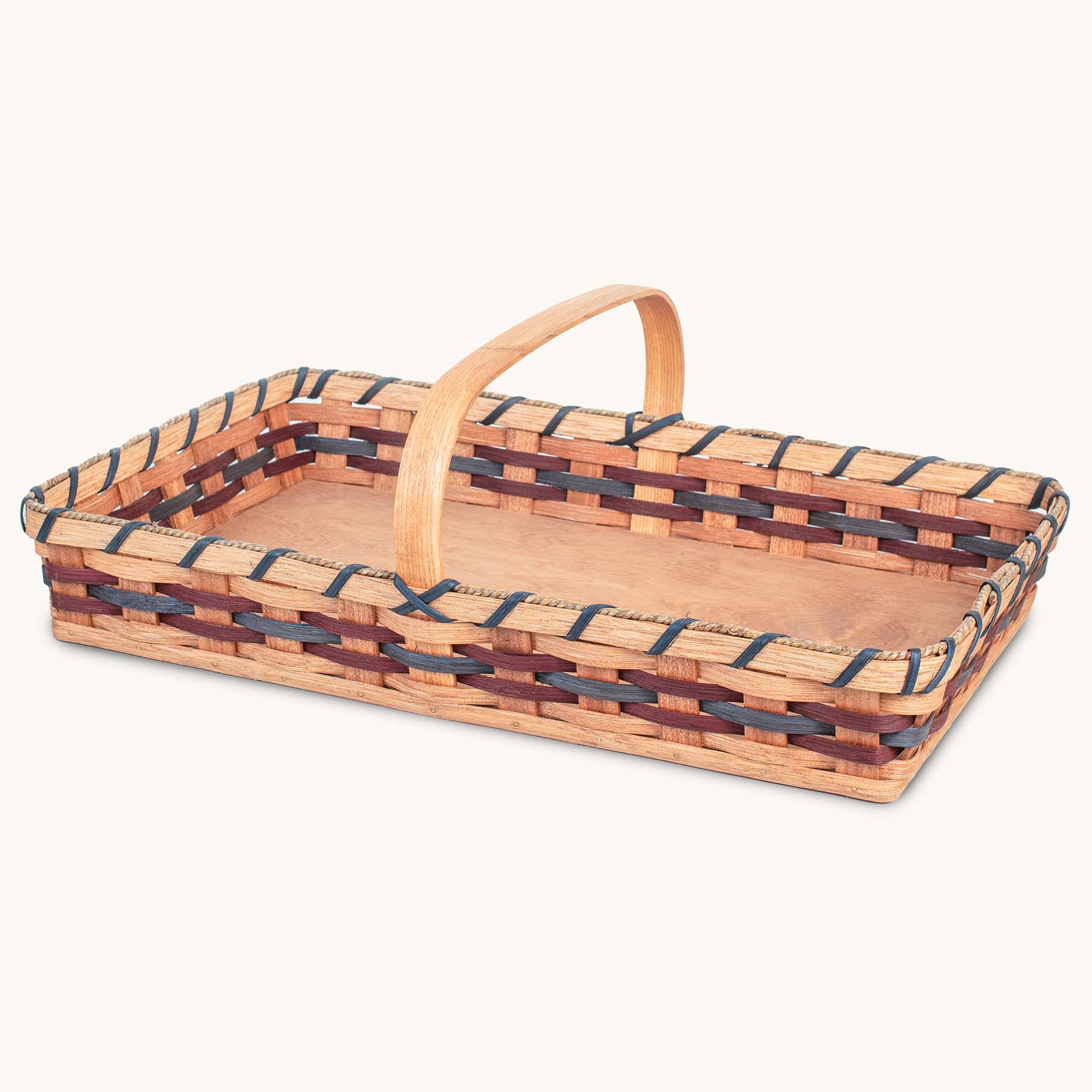 Flower Gathering Basket | Amish Woven Wicker French Style Basket Wine & Blue