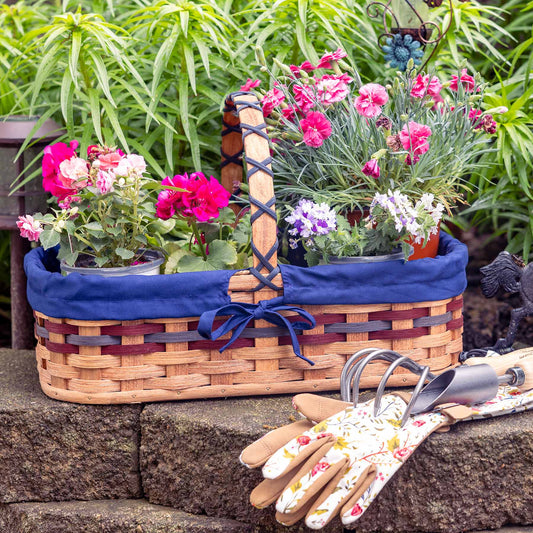 Garden Gathering Basket | Amish Harvest & Farmers Market Basket Wine & Blue