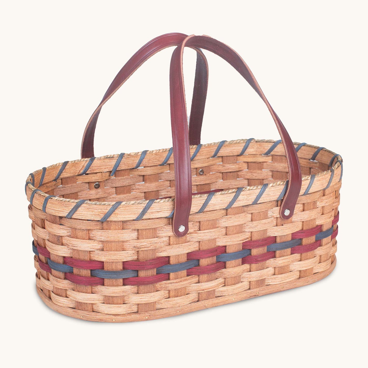 Garden Harvest Caddy | Amish Wicker Farmer’s Produce Basket Wine & Blue