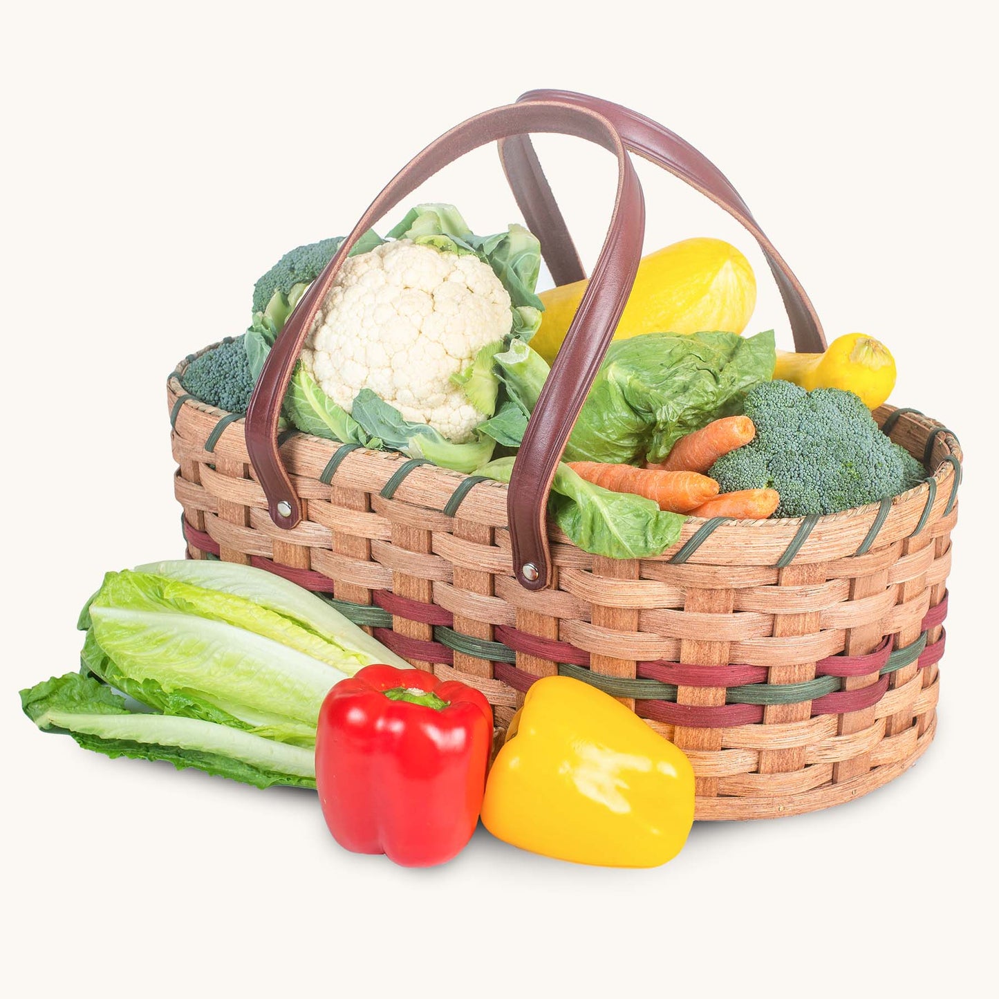 Garden Harvest Caddy | Amish Wicker Farmer’s Produce Basket Wine & Green