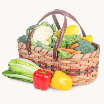 Garden Harvest Caddy | Amish Wicker Farmer’s Produce Basket Wine & Green
