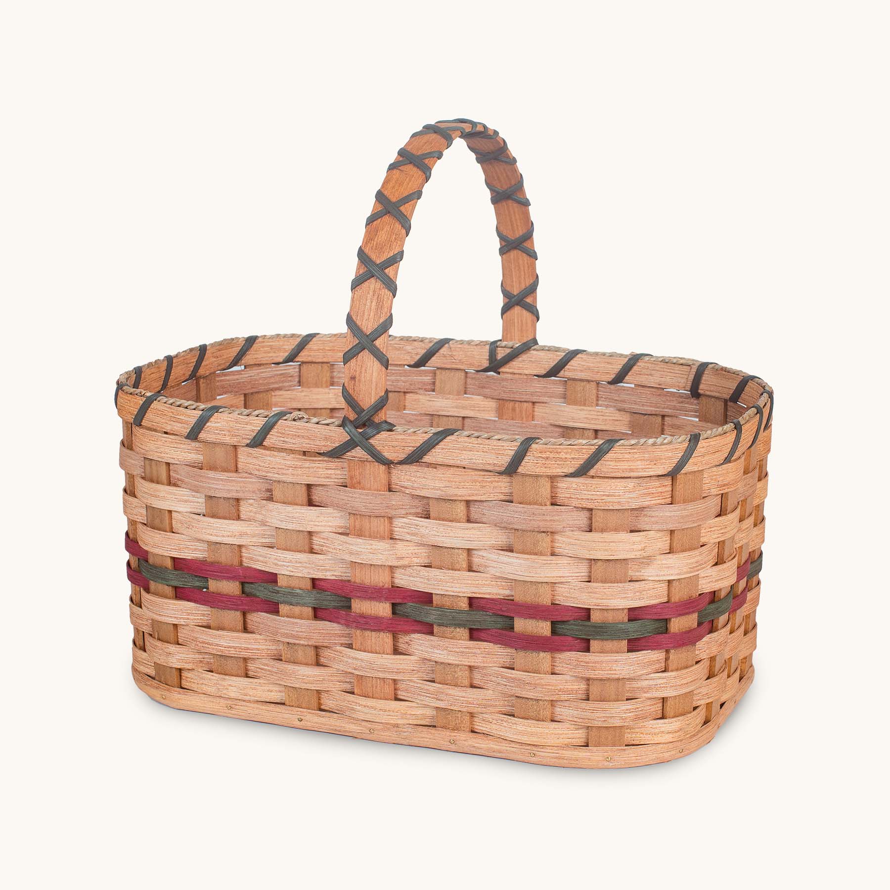 Large Wicker Garden Basket | Amish Woven Farmers Market Basket Wine & Green
