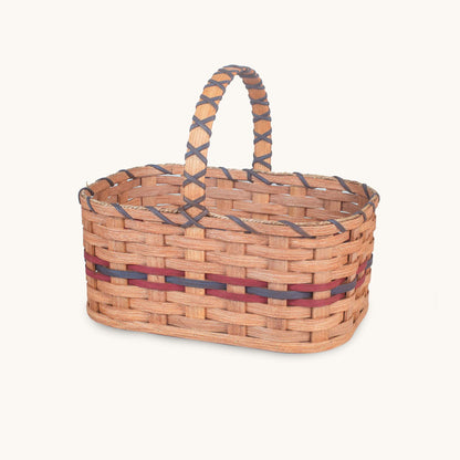 Medium Wicker Garden Basket | Amish Woven Farmers Market Basket Wine & Blue