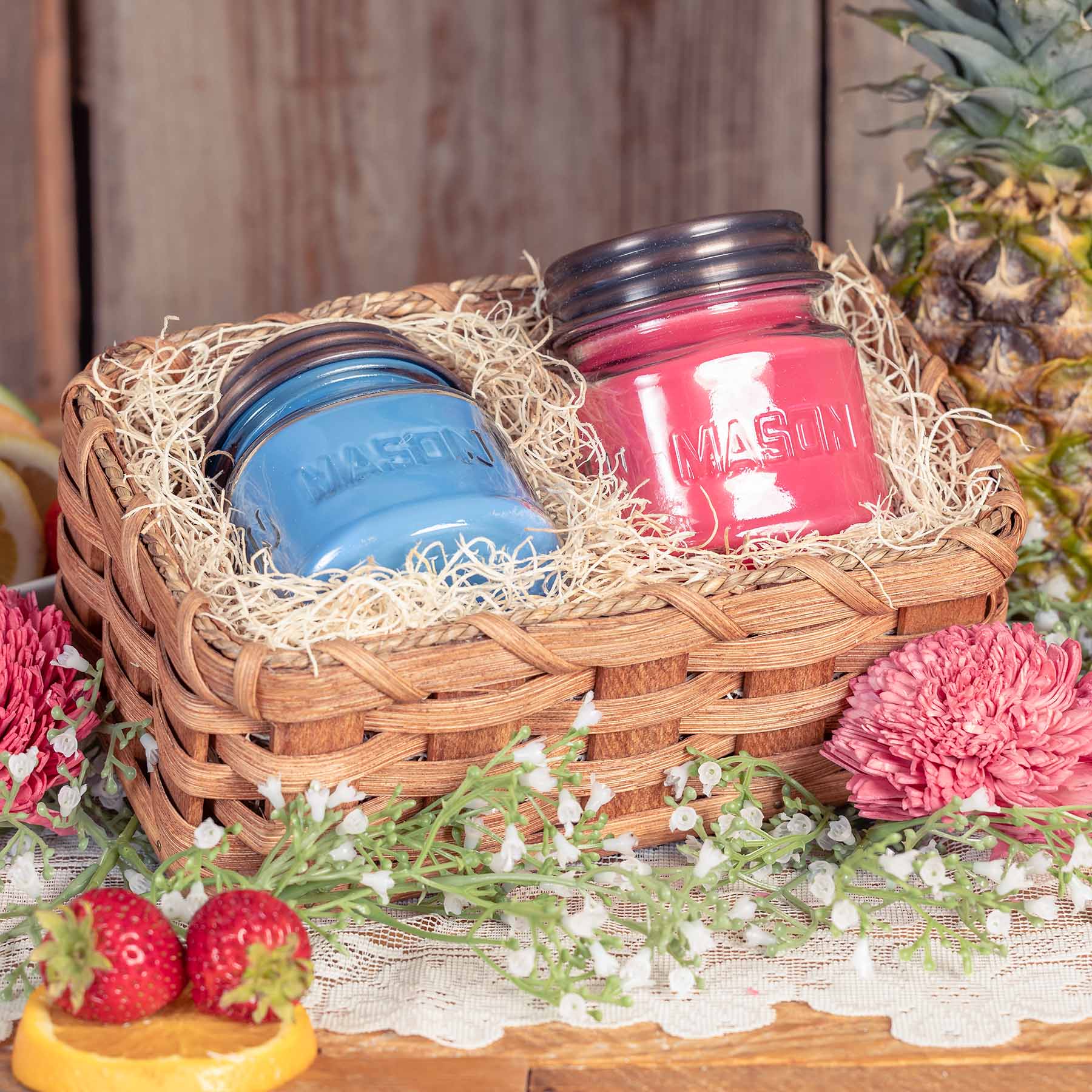 Amish Summer Candles Gift Basket | Farmhouse Soy Candle Gift Set