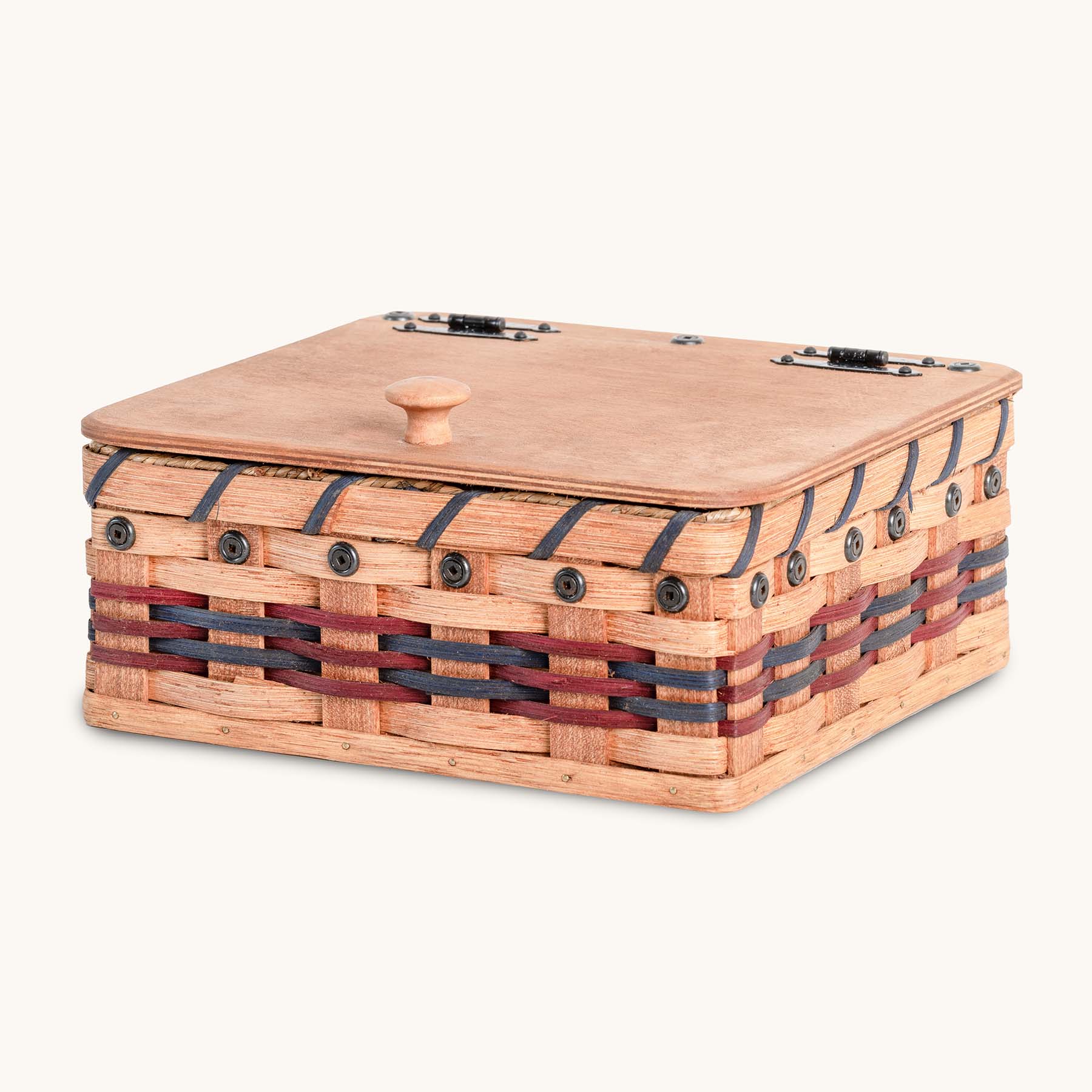 Memory Storage Box | Amish Woven Wooden Keepsake Box Wine & Blue