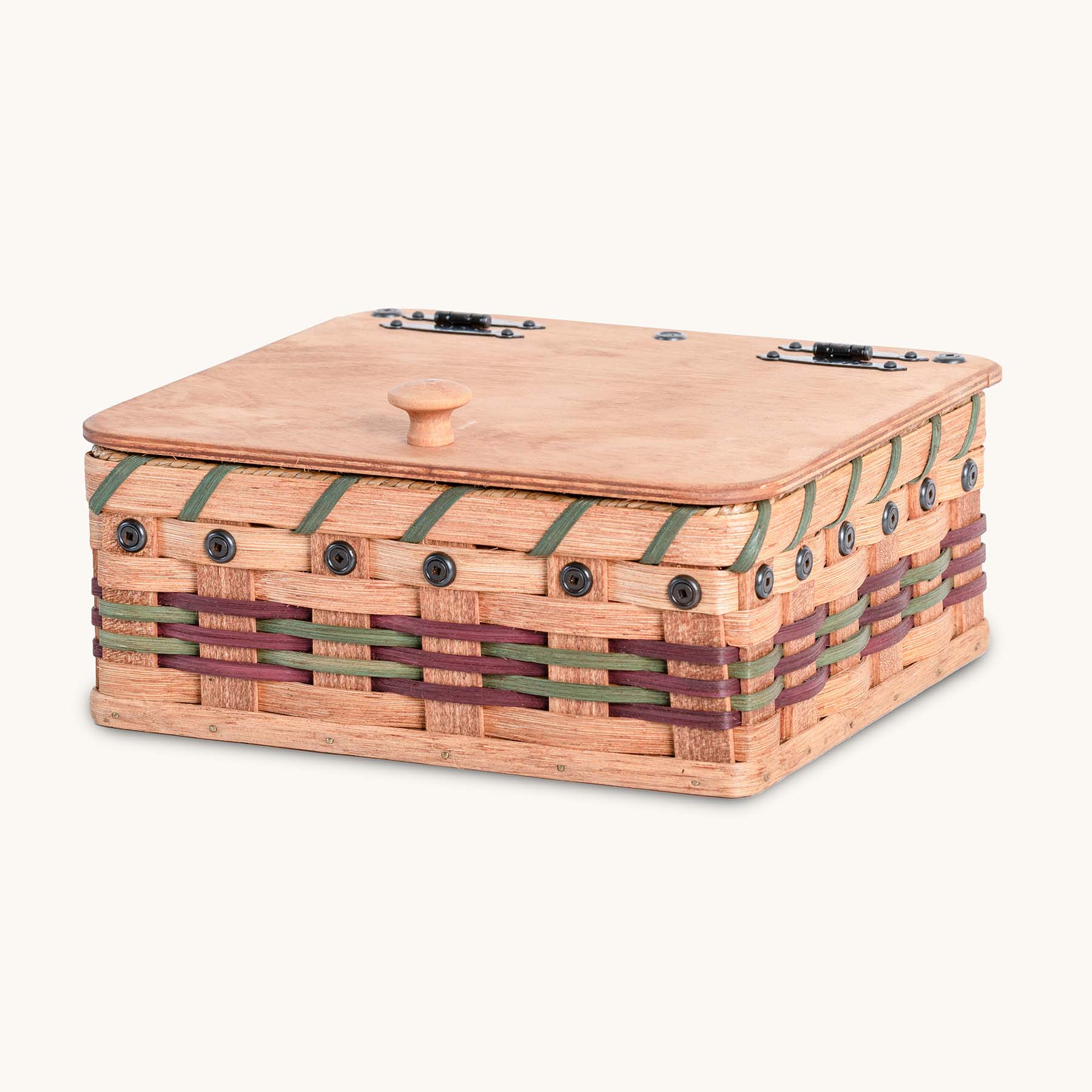 Memory Storage Box | Amish Woven Wooden Keepsake Box Wine & Green