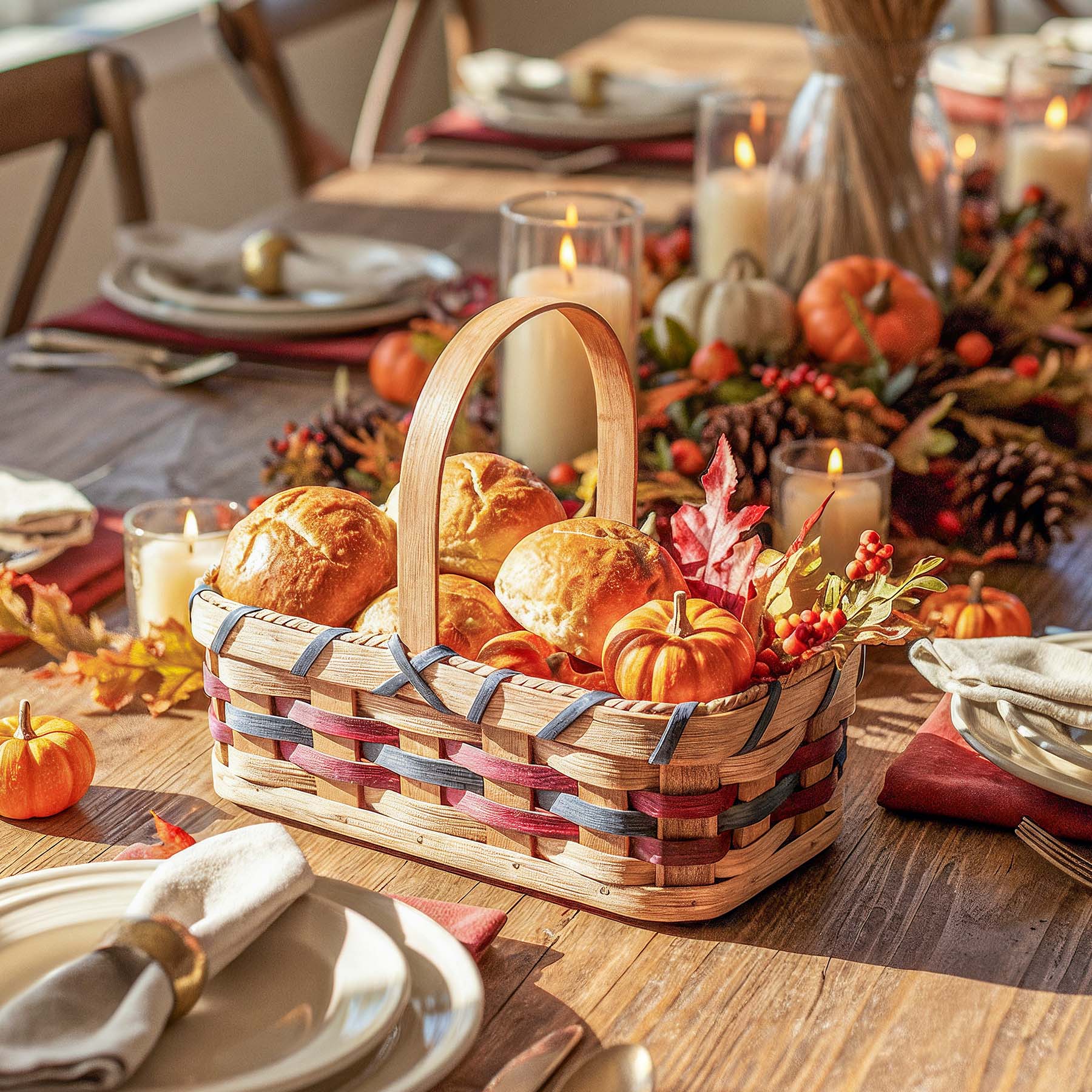 The “Blessings Basket” | Amish Handwoven Multi-Use & Gift Basket Wine & Blue