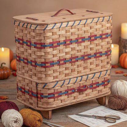 The Yarn Barn | Extra-Large Amish Knitting & Crochet Organizer Wine & Blue