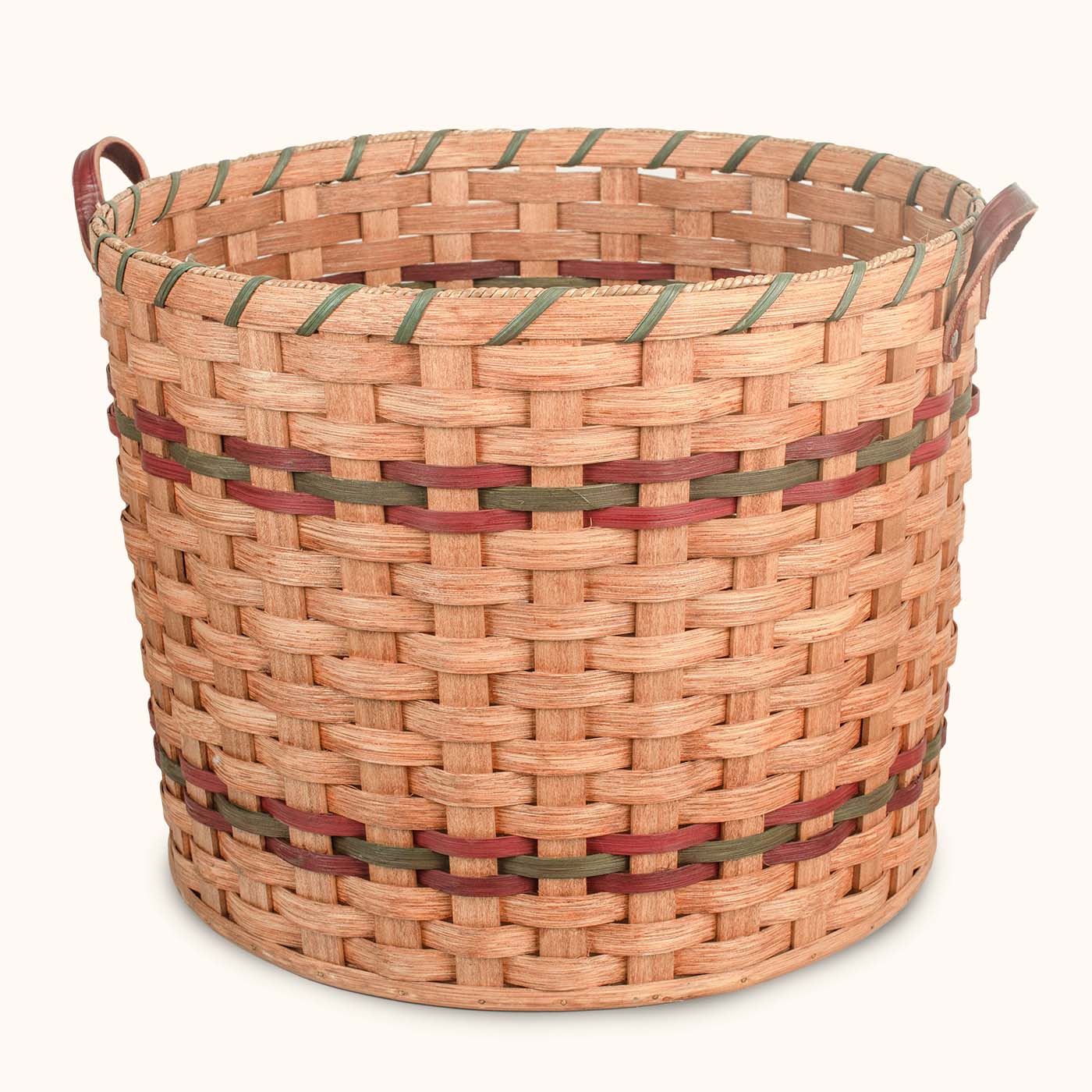 Extra Large Round Basket | Amish Woven Wicker Laundry Basket Wine & Green