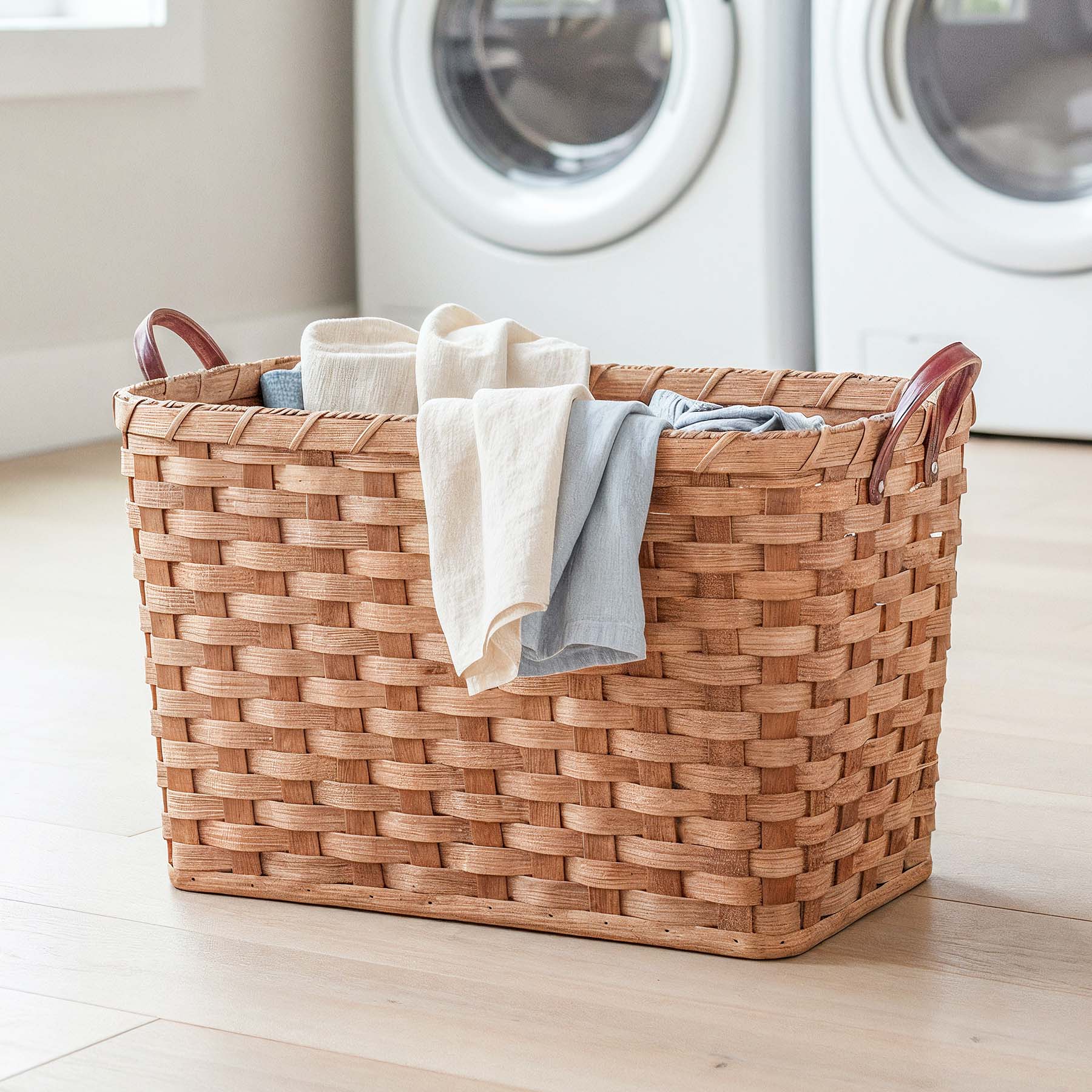Laundry Storage Basket | Amish Woven Wicker Organizing Hamper Plain