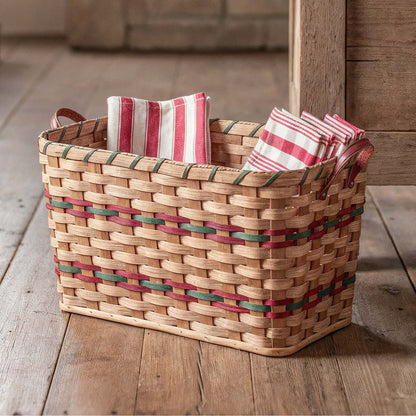 Laundry Storage Basket | Amish Woven Wicker Organizing Hamper Wine & Green